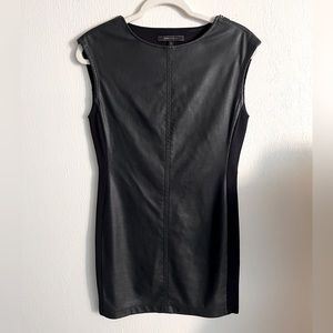 BCBG Max Azria pleather faux leather mini black evening fitted dress